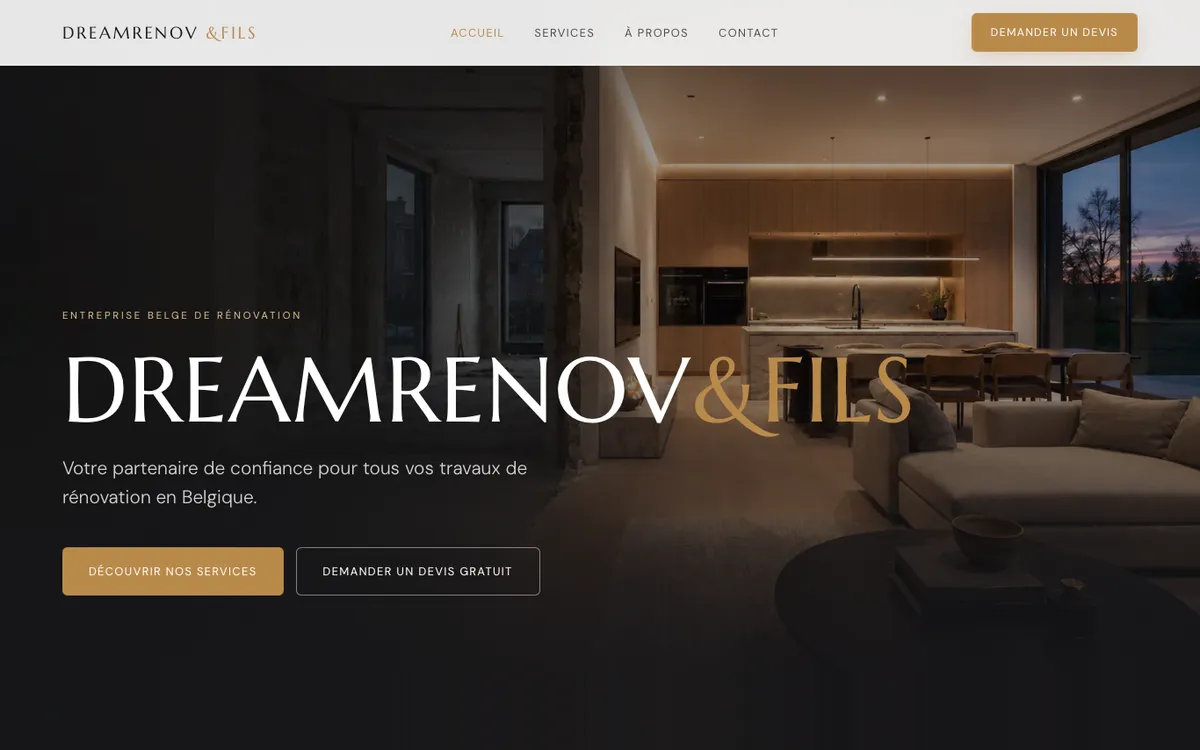 Site Dream Renov & Fils, version ordinateur