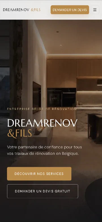 Site Dream Renov & Fils, version mobile