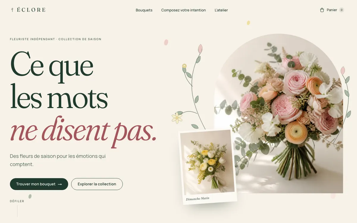 Site Éclore, version ordinateur