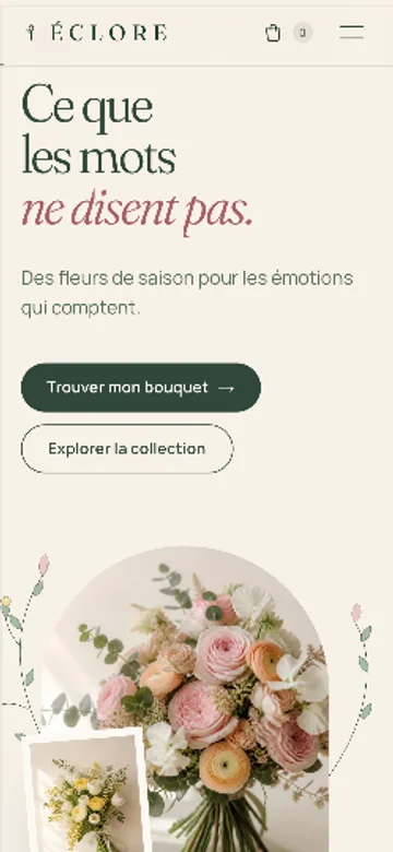 Site Éclore, version mobile