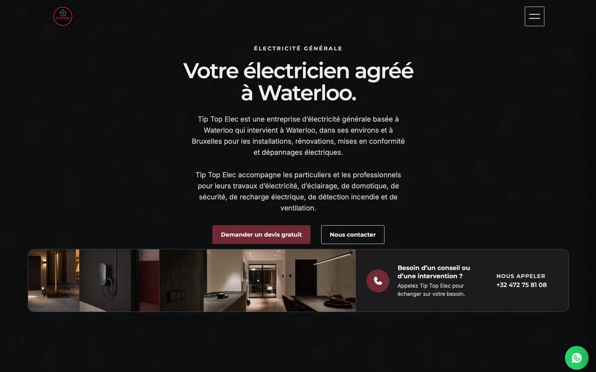 Site Tip Top Elec, version ordinateur