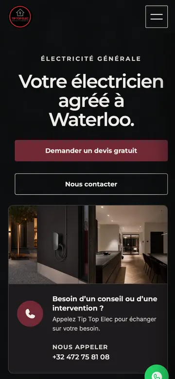 Site Tip Top Elec, version mobile