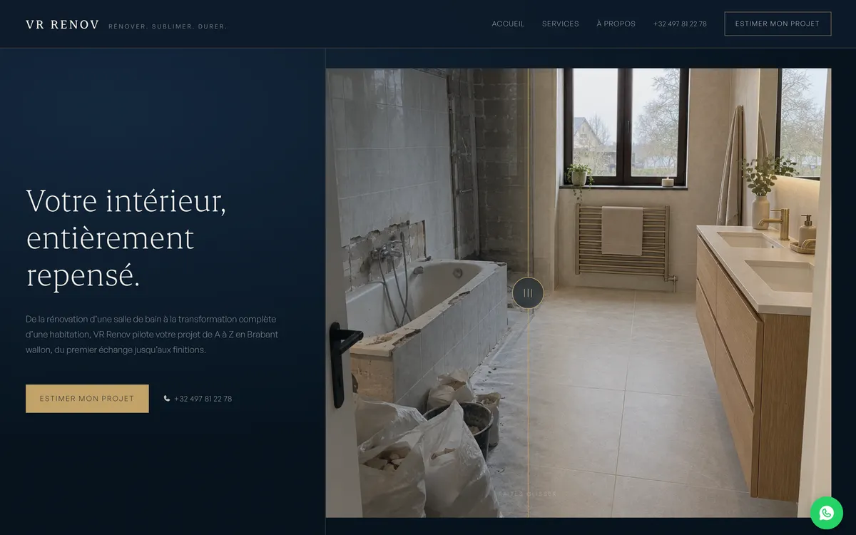 Site VR Rénov, version ordinateur